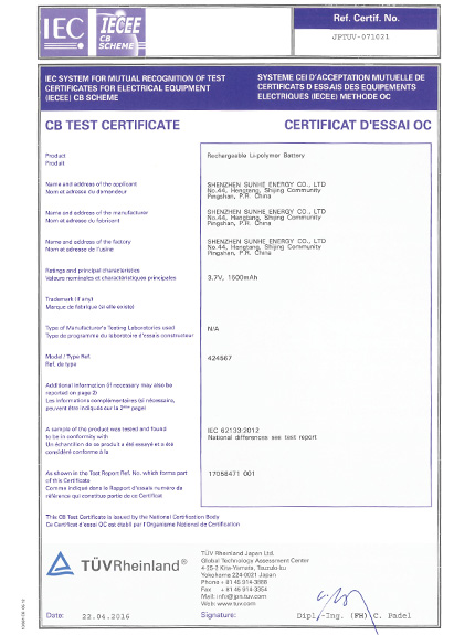 CB TEST CERTIFICATE